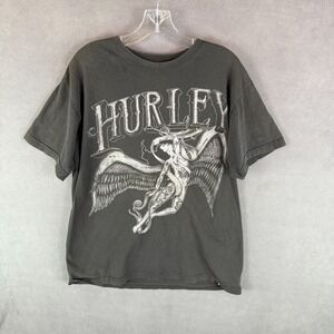 VTG Y2K Hurley Graphic T-shirt Grunge Skate Surf L Short Sleeve Angel Spellout